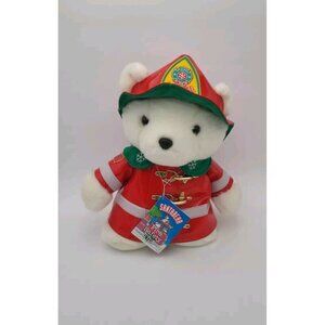 Christmas 1996 Santa Bear Fireman Fire Safety Dayton Hudson With Bag And‎ Tags